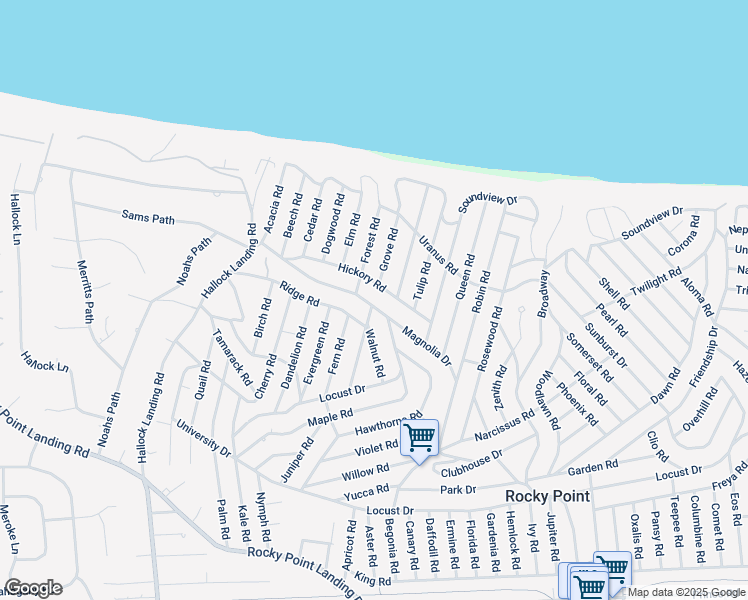 map of restaurants, bars, coffee shops, grocery stores, and more near 143 Magnolia Drive in Rocky Point
