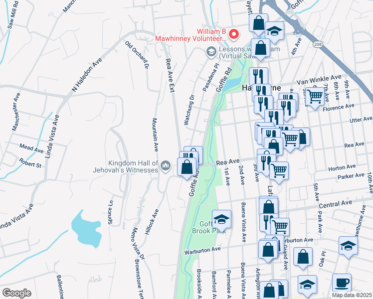 map of restaurants, bars, coffee shops, grocery stores, and more near 84 Pasadena Place in Hawthorne