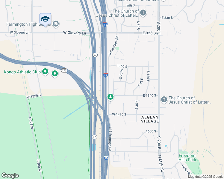 map of restaurants, bars, coffee shops, grocery stores, and more near 1313 South 110 West in Farmington