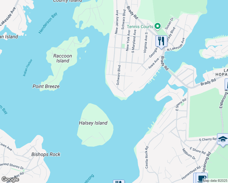 map of restaurants, bars, coffee shops, grocery stores, and more near 217 South New Jersey Avenue in Jefferson