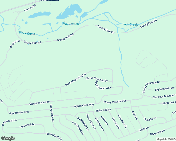 map of restaurants, bars, coffee shops, grocery stores, and more near Buck Mountain Boulevard in Luzerne County