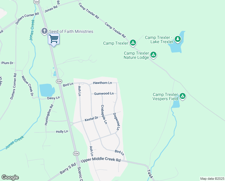 map of restaurants, bars, coffee shops, grocery stores, and more near 135 Gumwood Lane in Kunkletown