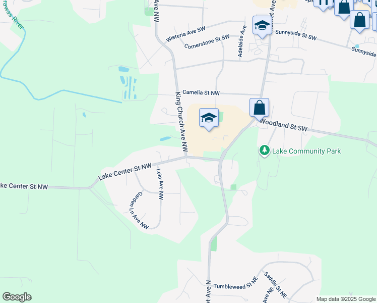 map of restaurants, bars, coffee shops, grocery stores, and more near 1101 Lake Center Street Northwest in Uniontown
