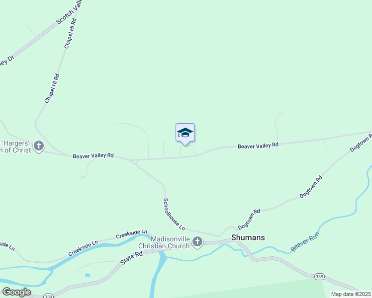 map of restaurants, bars, coffee shops, grocery stores, and more near 245 Beaver Valley Road in Bloomsburg