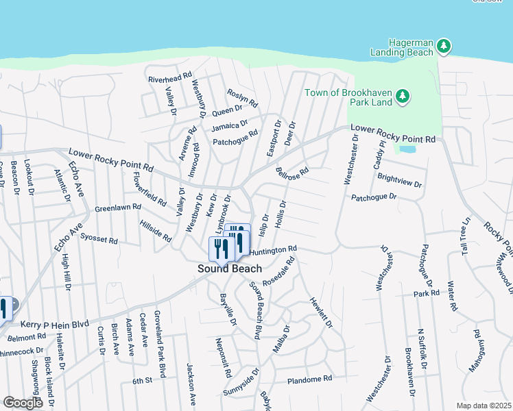 map of restaurants, bars, coffee shops, grocery stores, and more near 213 Sound Beach Boulevard in Sound Beach