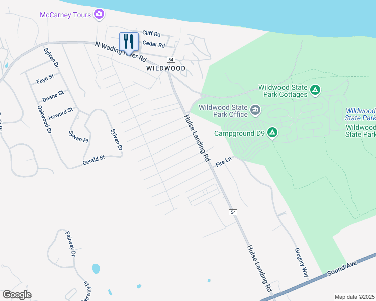 map of restaurants, bars, coffee shops, grocery stores, and more near 102 18th Street in Wading River