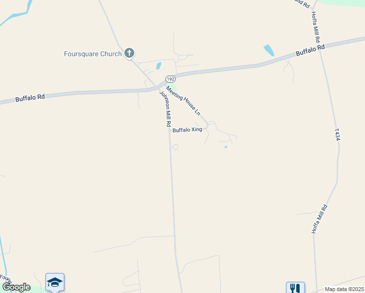 map of restaurants, bars, coffee shops, grocery stores, and more near 954 Johnson Mill Road in Lewisburg