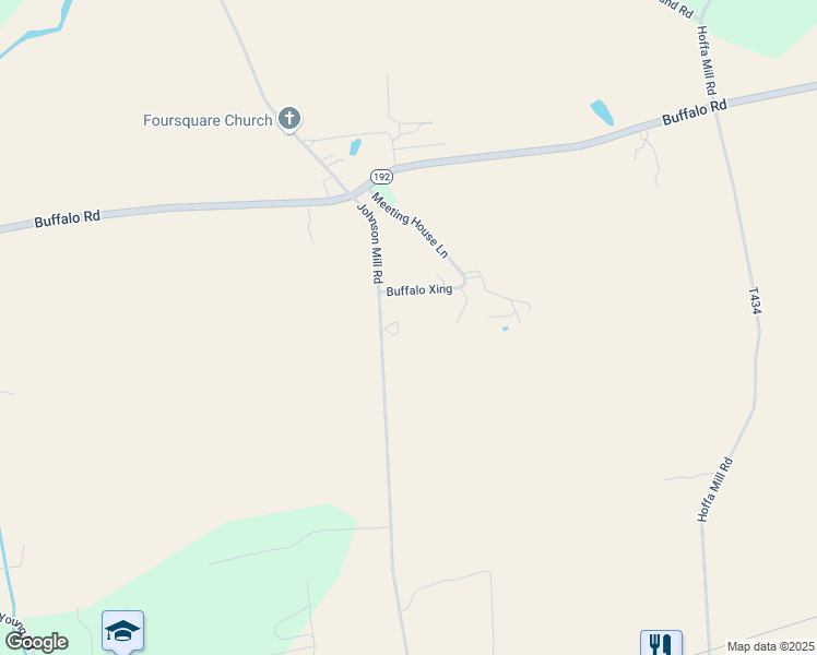 map of restaurants, bars, coffee shops, grocery stores, and more near 954 Johnson Mill Road in Lewisburg
