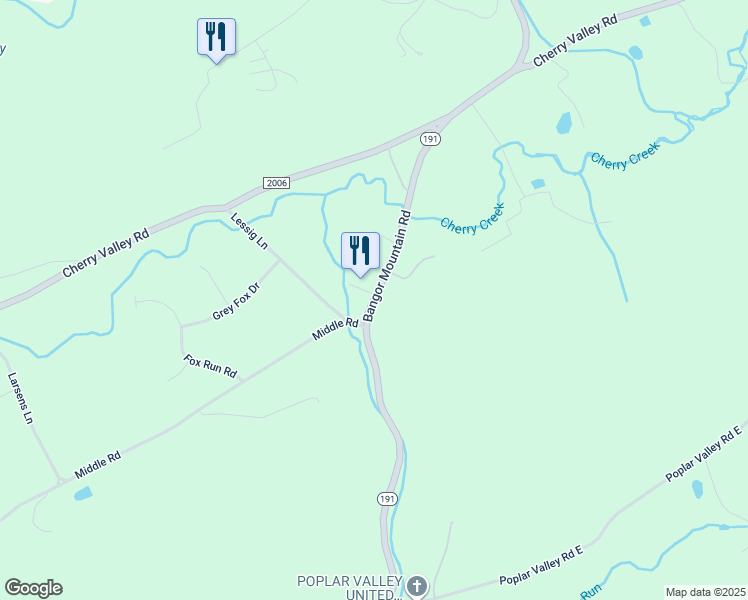 map of restaurants, bars, coffee shops, grocery stores, and more near 2340 Mountain Road in Stroudsburg
