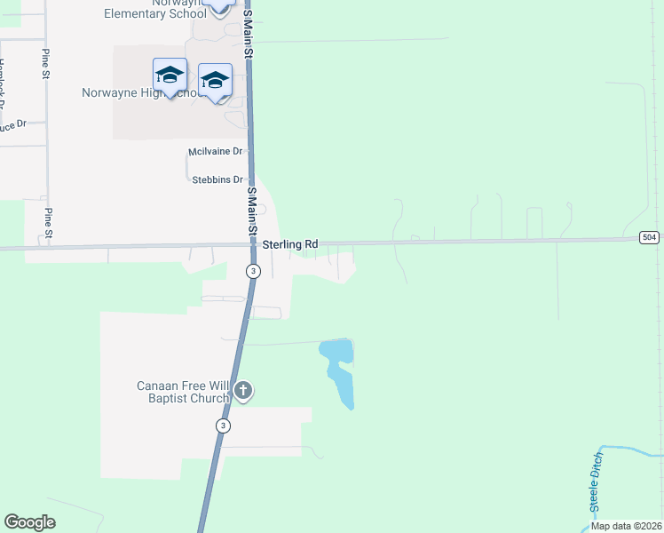 map of restaurants, bars, coffee shops, grocery stores, and more near 3839 Sterling Road in Creston