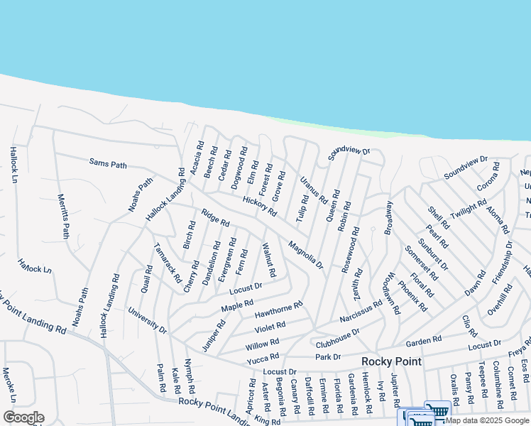 map of restaurants, bars, coffee shops, grocery stores, and more near 143 Magnolia Drive in Rocky Point