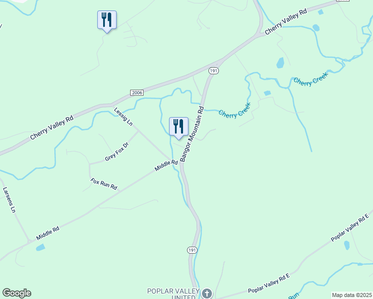 map of restaurants, bars, coffee shops, grocery stores, and more near 2738 Mountain Road in Stroudsburg