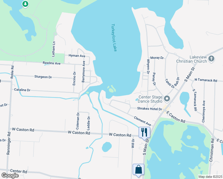 map of restaurants, bars, coffee shops, grocery stores, and more near 215 Shrakes Hotel Drive in Akron