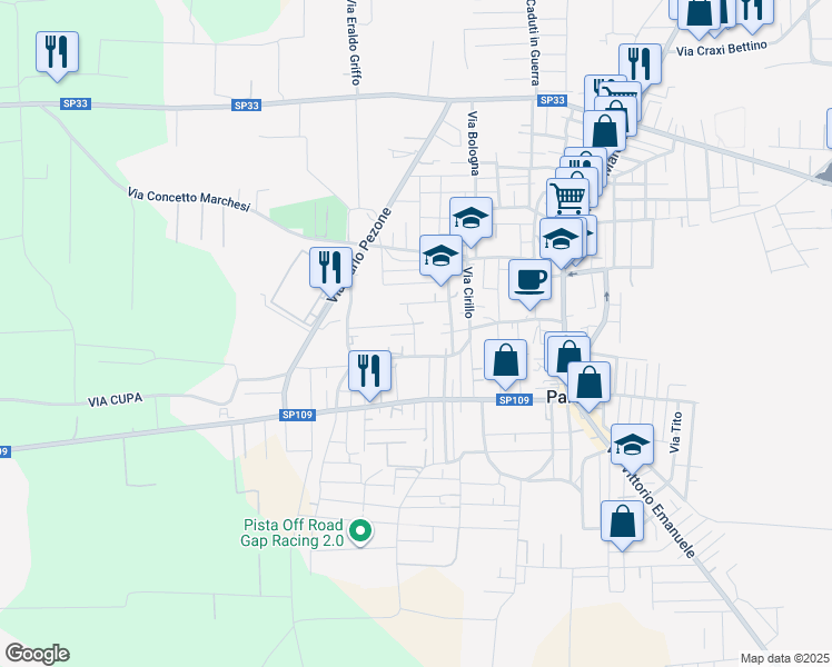 map of restaurants, bars, coffee shops, grocery stores, and more near 51 Via Mazzini in Parete