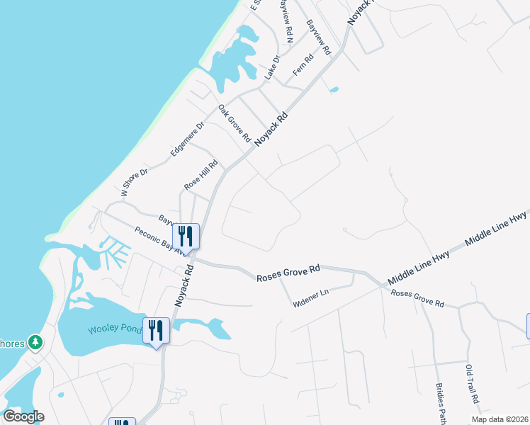 map of restaurants, bars, coffee shops, grocery stores, and more near 22 Peconic Hills Drive in Southampton