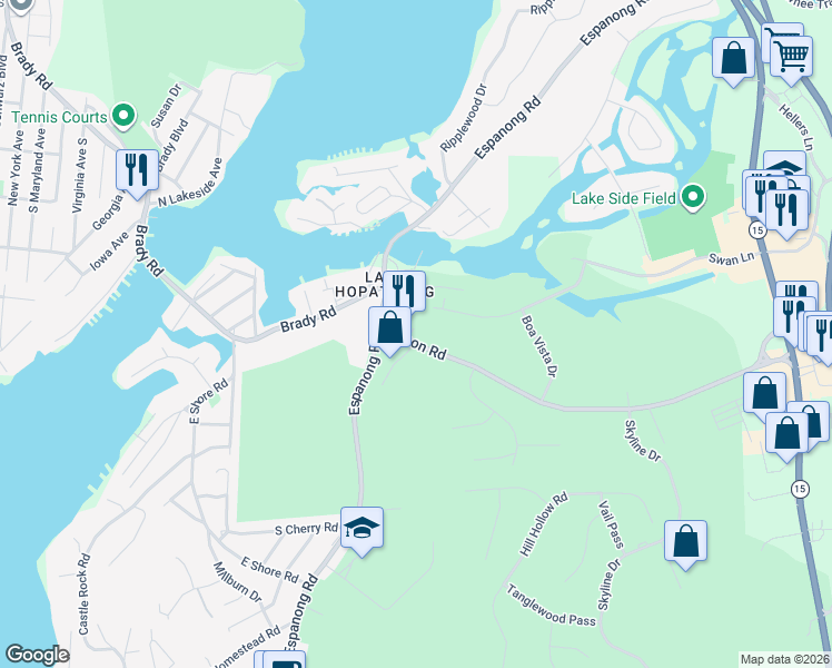 map of restaurants, bars, coffee shops, grocery stores, and more near 1 Spinnaker Way in Jefferson