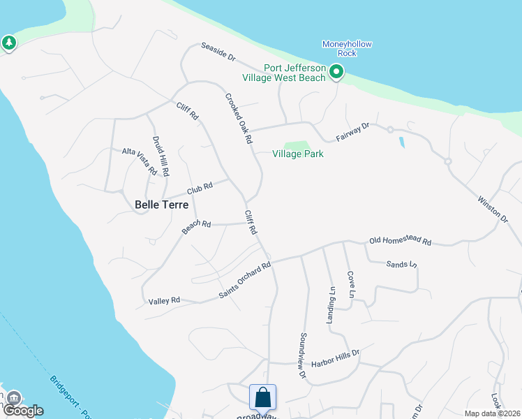 map of restaurants, bars, coffee shops, grocery stores, and more near 83 Cliff Road in Port Jefferson