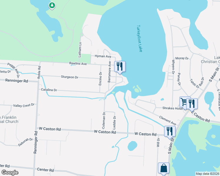 map of restaurants, bars, coffee shops, grocery stores, and more near 4961 Coleman Drive in Akron