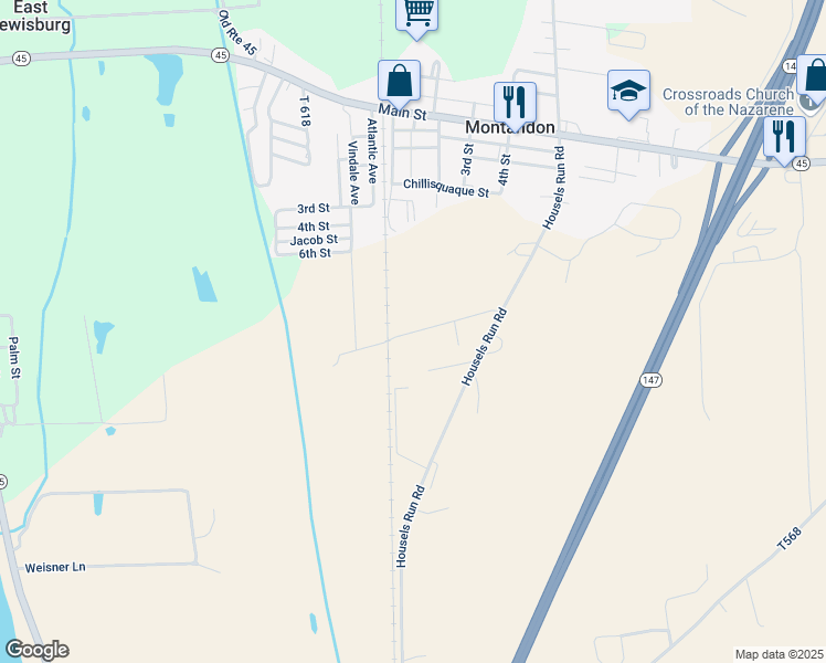map of restaurants, bars, coffee shops, grocery stores, and more near Prochaska Lane in Milton