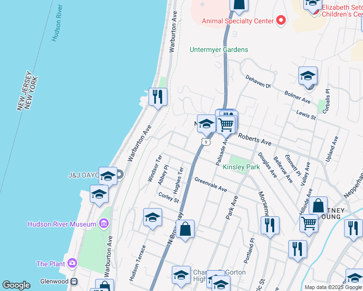 map of restaurants, bars, coffee shops, grocery stores, and more near 42 Constant Avenue in Yonkers