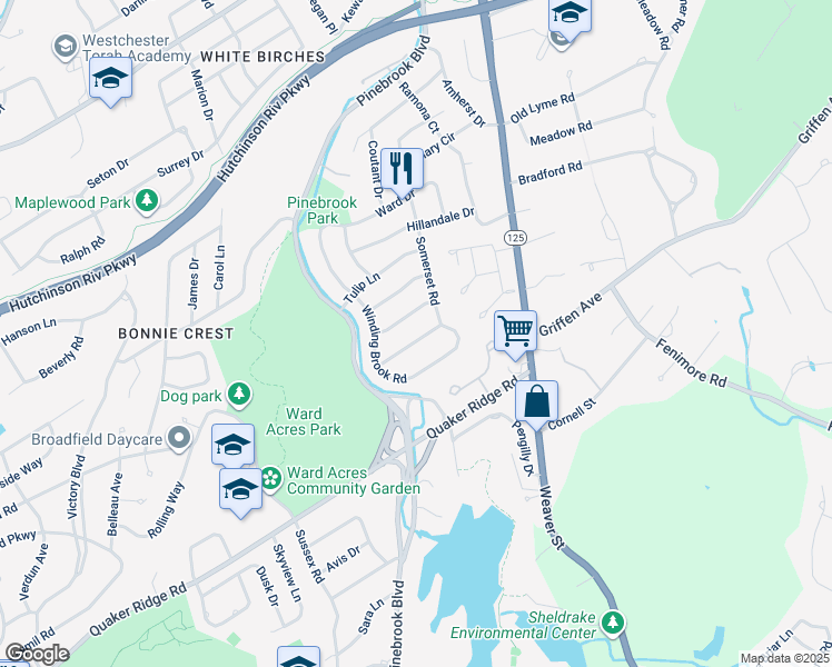 map of restaurants, bars, coffee shops, grocery stores, and more near 6 Kenwood Drive in New Rochelle