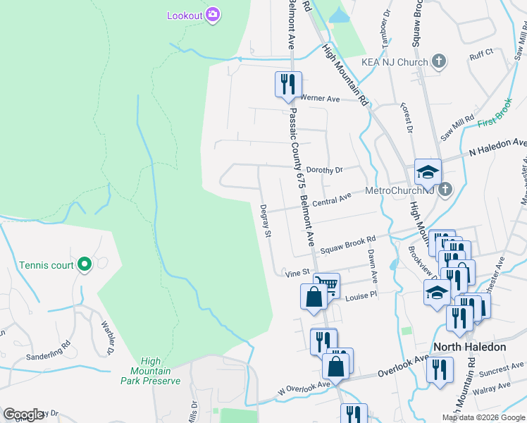 map of restaurants, bars, coffee shops, grocery stores, and more near 220 Degray Street in North Haledon