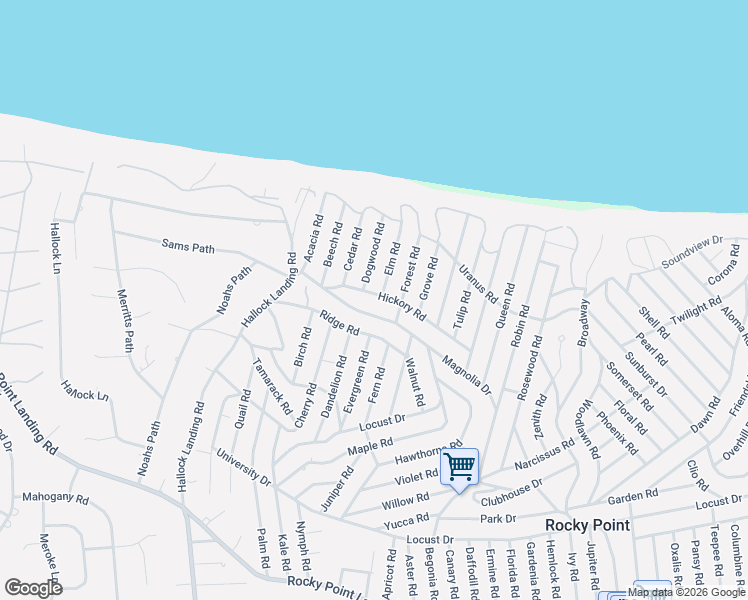 map of restaurants, bars, coffee shops, grocery stores, and more near 8 Dogwood Road in Rocky Point