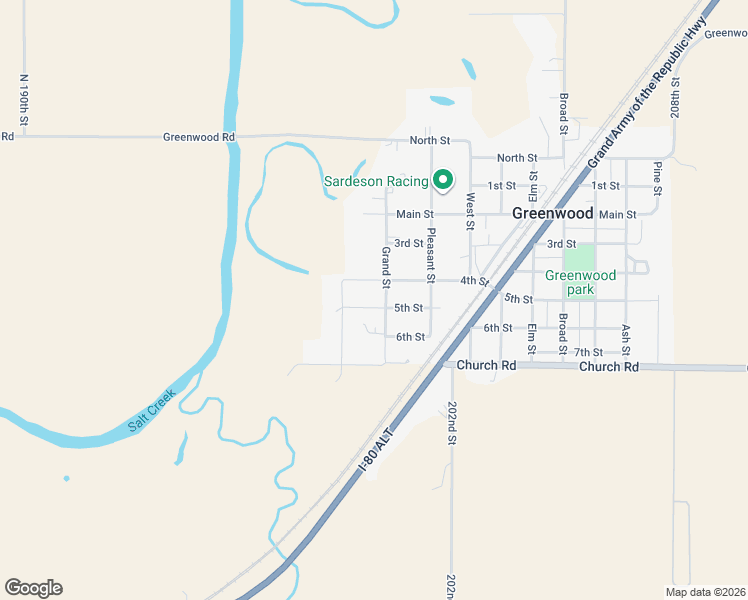 map of restaurants, bars, coffee shops, grocery stores, and more near 401 Grand Street in Greenwood