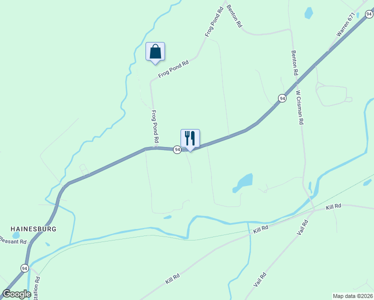 map of restaurants, bars, coffee shops, grocery stores, and more near New Jersey 94 in Columbia