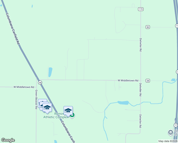 map of restaurants, bars, coffee shops, grocery stores, and more near 4550 West Middletown Road in Canfield