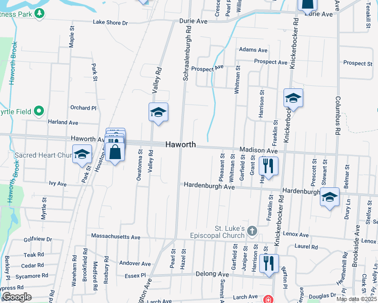 map of restaurants, bars, coffee shops, grocery stores, and more near in Haworth