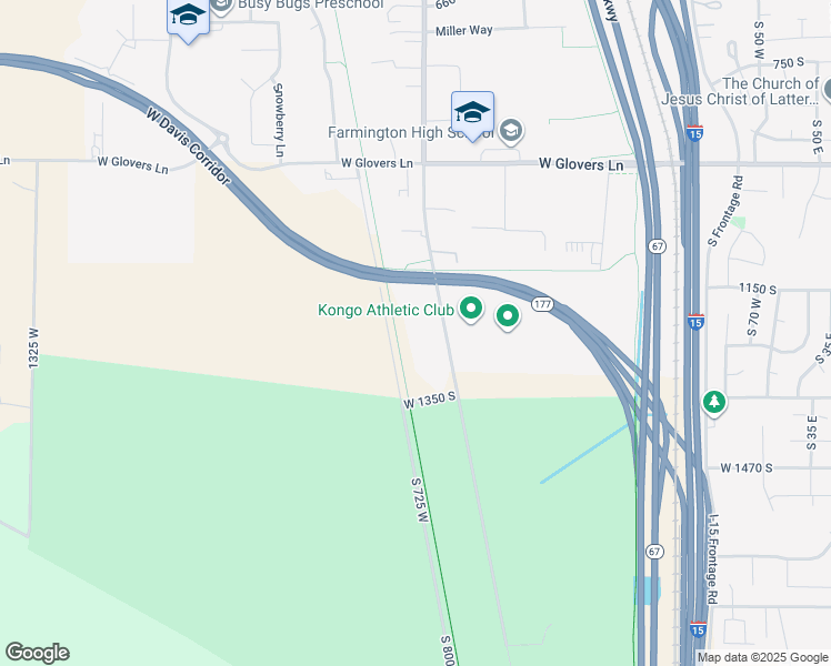 map of restaurants, bars, coffee shops, grocery stores, and more near 1262 650 West in Farmington