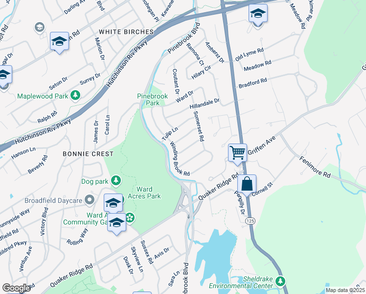 map of restaurants, bars, coffee shops, grocery stores, and more near 27 Kenwood Drive in New Rochelle