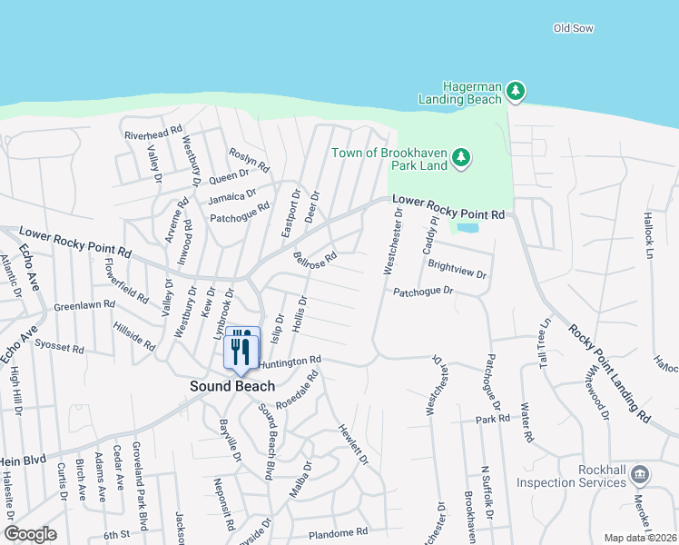 map of restaurants, bars, coffee shops, grocery stores, and more near 12 Corona Road in Rocky Point
