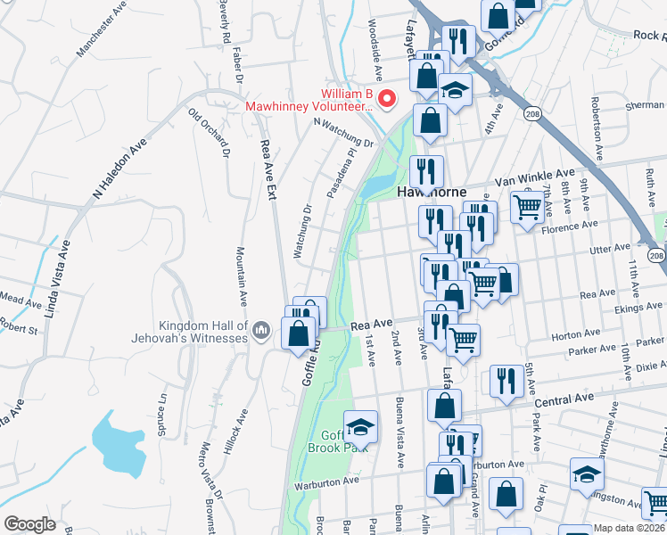 map of restaurants, bars, coffee shops, grocery stores, and more near 127 Pasadena Place in Hawthorne