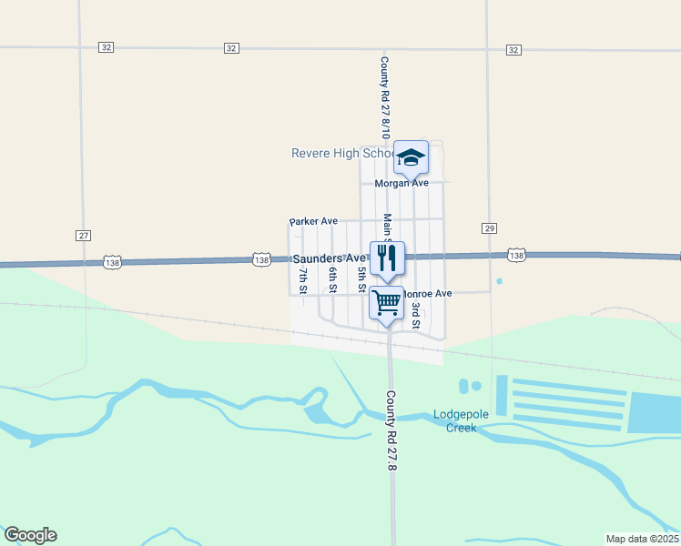 map of restaurants, bars, coffee shops, grocery stores, and more near 214 6th Street in Ovid