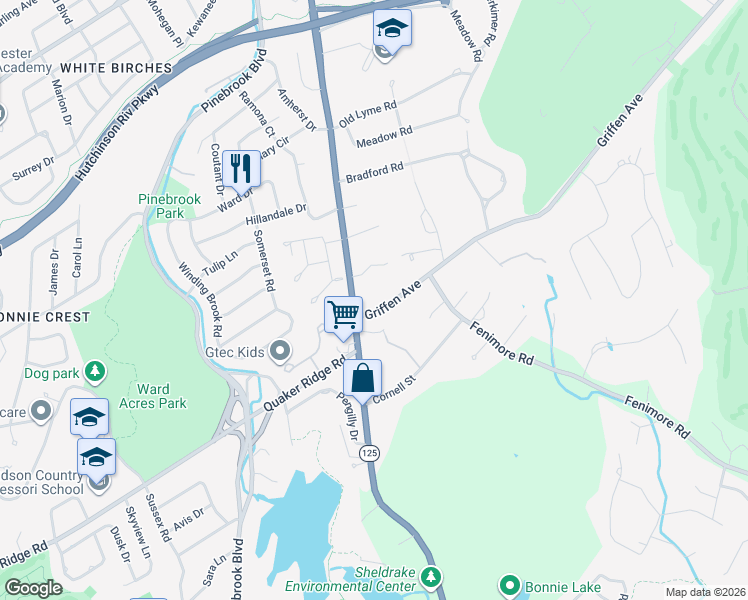 map of restaurants, bars, coffee shops, grocery stores, and more near 16 Griffen Avenue in Scarsdale