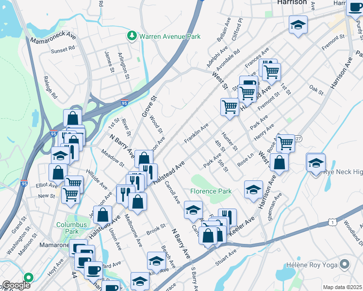 map of restaurants, bars, coffee shops, grocery stores, and more near 550 English Place in Mamaroneck