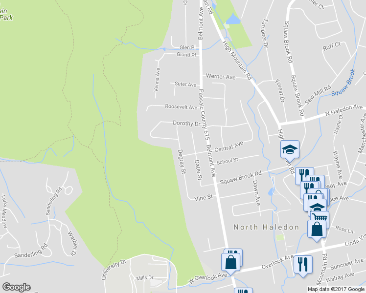map of restaurants, bars, coffee shops, grocery stores, and more near 220 Degray Street in North Haledon