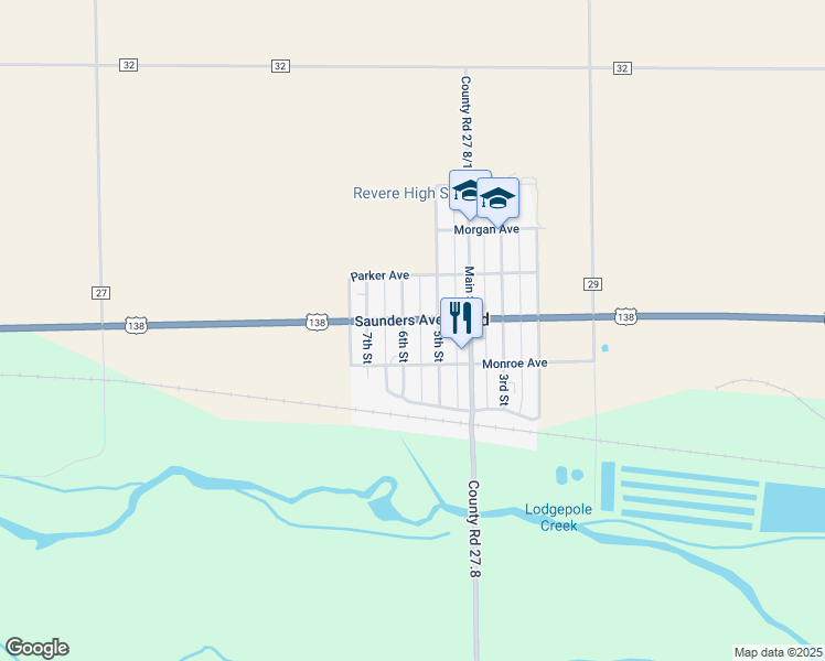 map of restaurants, bars, coffee shops, grocery stores, and more near 214 6th Street in Ovid