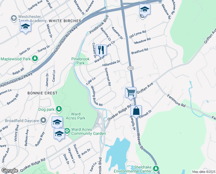 map of restaurants, bars, coffee shops, grocery stores, and more near 6 Kenwood Drive in New Rochelle