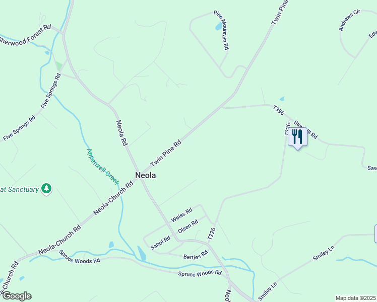 map of restaurants, bars, coffee shops, grocery stores, and more near 1314 Twin Pine Rd in Stroudsburg