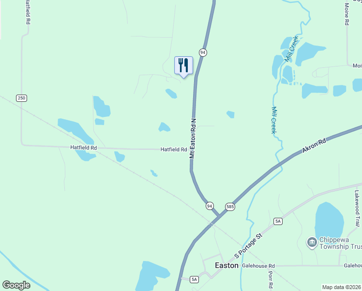 map of restaurants, bars, coffee shops, grocery stores, and more near 13227 Hatfield Road in Rittman