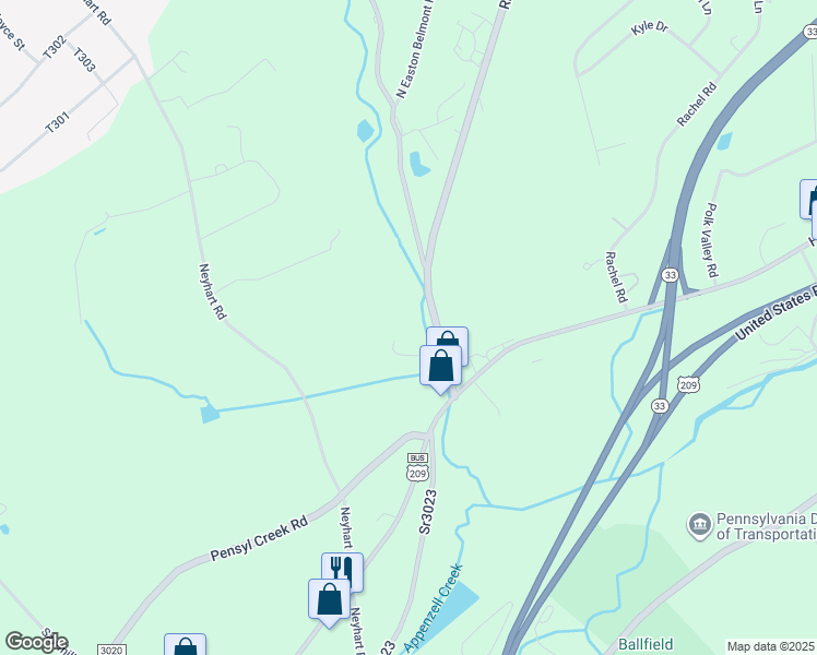 map of restaurants, bars, coffee shops, grocery stores, and more near 117 Rimrock Road in Stroudsburg
