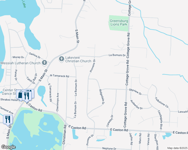 map of restaurants, bars, coffee shops, grocery stores, and more near 4435-4437 Ridgedale Drive in Akron