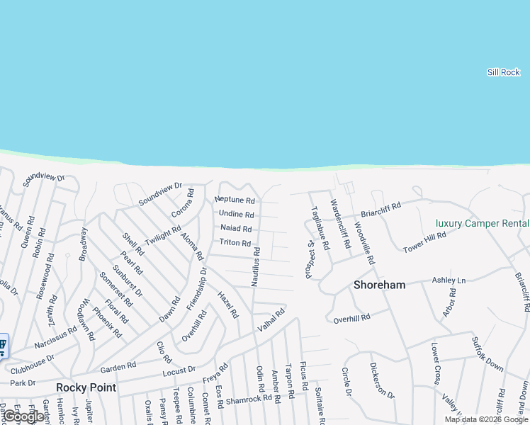 map of restaurants, bars, coffee shops, grocery stores, and more near 74 Nautilus Road in Rocky Point