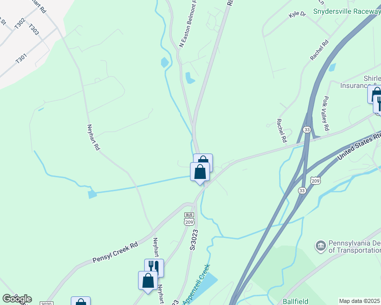 map of restaurants, bars, coffee shops, grocery stores, and more near 117 Rimrock Road in Stroudsburg