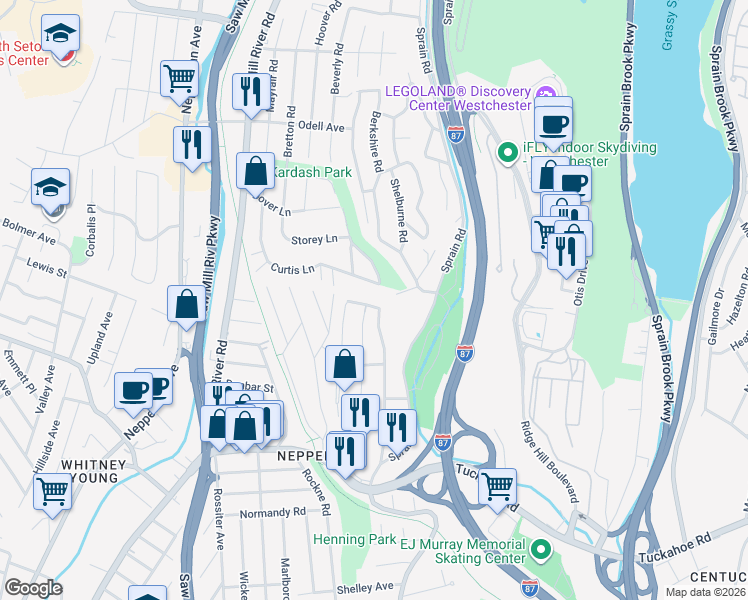 map of restaurants, bars, coffee shops, grocery stores, and more near 16 Drake Place in Yonkers