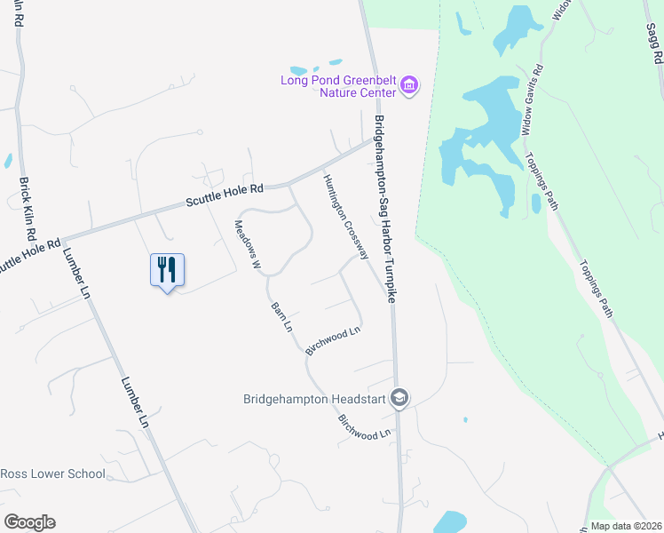 map of restaurants, bars, coffee shops, grocery stores, and more near 50 Caldwell Road in Bridgehampton