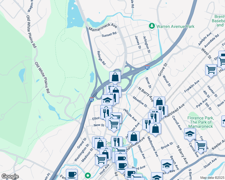 map of restaurants, bars, coffee shops, grocery stores, and more near in Mamaroneck